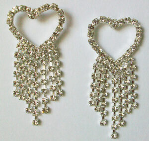 Crystal Earrings - heart with dangles