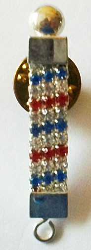 Barbershop Pole in red/white/blue crystals