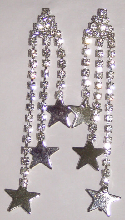 Crystal earrings - all crystal with 3 strands and stars
