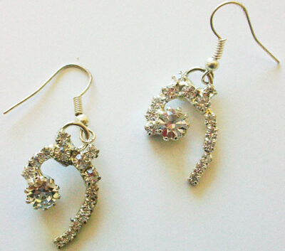 Crystal Bass Clef earrings