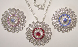 Filigree necklace with 3 options for color of crystals