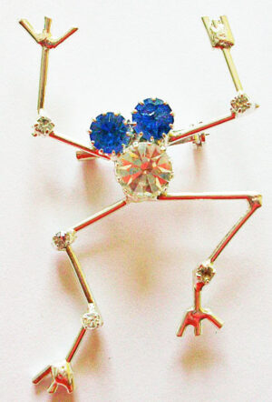 Crystal & Metal Frog Pin