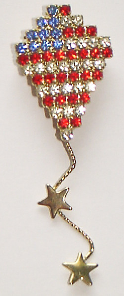 Red, white & blue Crystal Kite Flag pin