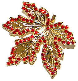Maple Leaf metal & crystal pin