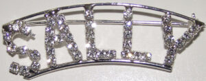 SALLY crystal name pin