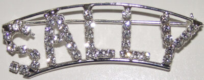 SALLY crystal name pin