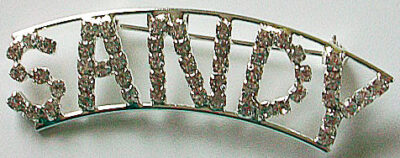 SANDY crystal name pin