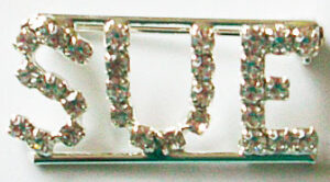 SUE crystal name pin